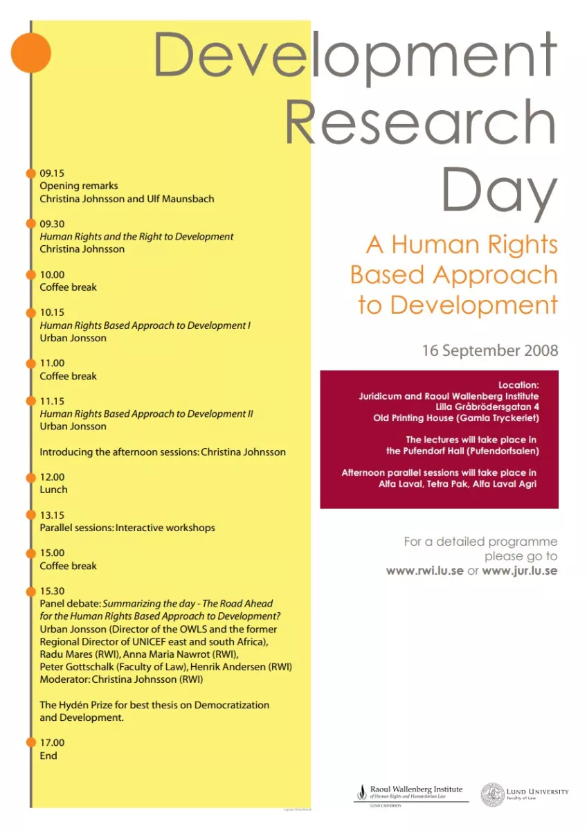 Programme for Development Research Day 2008. Picture.
